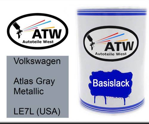 Volkswagen, Atlas Gray Metallic, LE7L (USA): 500ml Lackdose, von ATW Autoteile West.